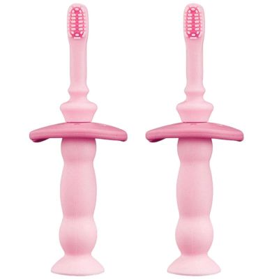 ZUMAHA Silicone Kids Toothbrush, Portable Travel Manual Toothbrush with Suction Cup, Toddler Toothbrush for Age 1-3 Years Old
