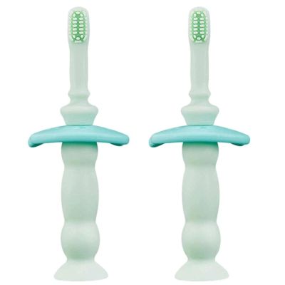 ZUMAHA Silicone Kids Toothbrush, Portable Travel Manual Toothbrush with Suction Cup, Toddler Toothbrush for Age 1-3 Years Old