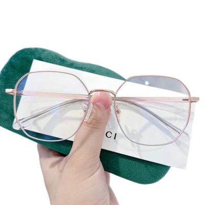 LTSRLL Oversized HD Anti Blue Light Reading Glasses Oval Anti Eyestrain Metal Computer Readers Eyeglasses Flat Light Mirror (Color : C8, Size : +100)