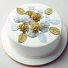 12x White Gold Roses Leaves Cake Toppers, Edible Birthday, Christening, Gold Wedding Anniversary Cake Decorations, Sugar Flowers Cupcake Toppers view 1