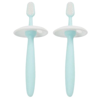 ZUMAHA Silicone Toothbrush with Suction Base, Toddler Toothbrush for Age 1-6 Years Old, Pack of 2 Manual Toothbrush, Blue