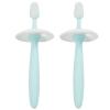 ZUMAHA Silicone Toothbrush with Suction Base, Toddler Toothbrush for Age 1-6 Years Old, Pack of 2 Manual Toothbrush, Blue view 1