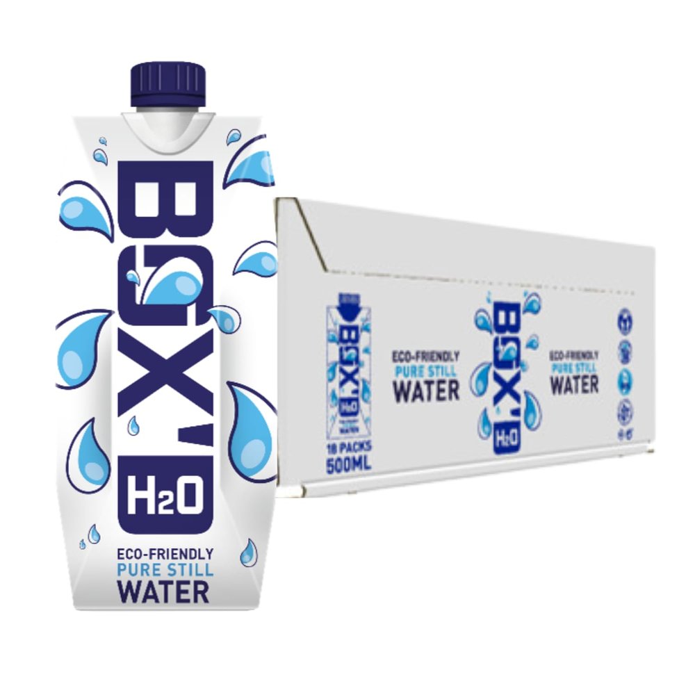 BOX'D H2O Still Water Multipack 18 x 500 ml - Eco Friendly Pure Still Mineral Water Bottle Bulk Recyclable & Sustainable Water Multipack Calorie Free Boxed Water Bottle 500ML