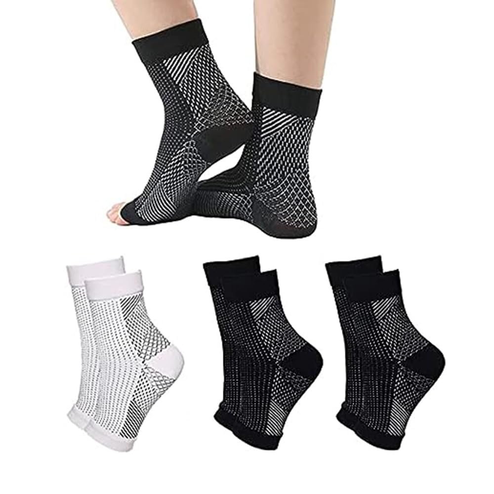 LYAART Comprex Ankle Compression Socks for Women and Men,Comfortable Soothe Relief Compression Socks (A+3 pairs,L/XL)