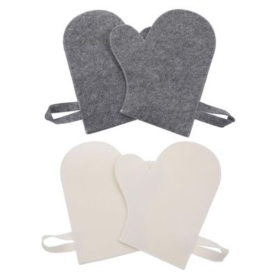 COHEALI 4pcs Felt Sauna Gloves Water Absorbing Exfoliating Mittens for Sauna Body Scrubbing Hand Protection