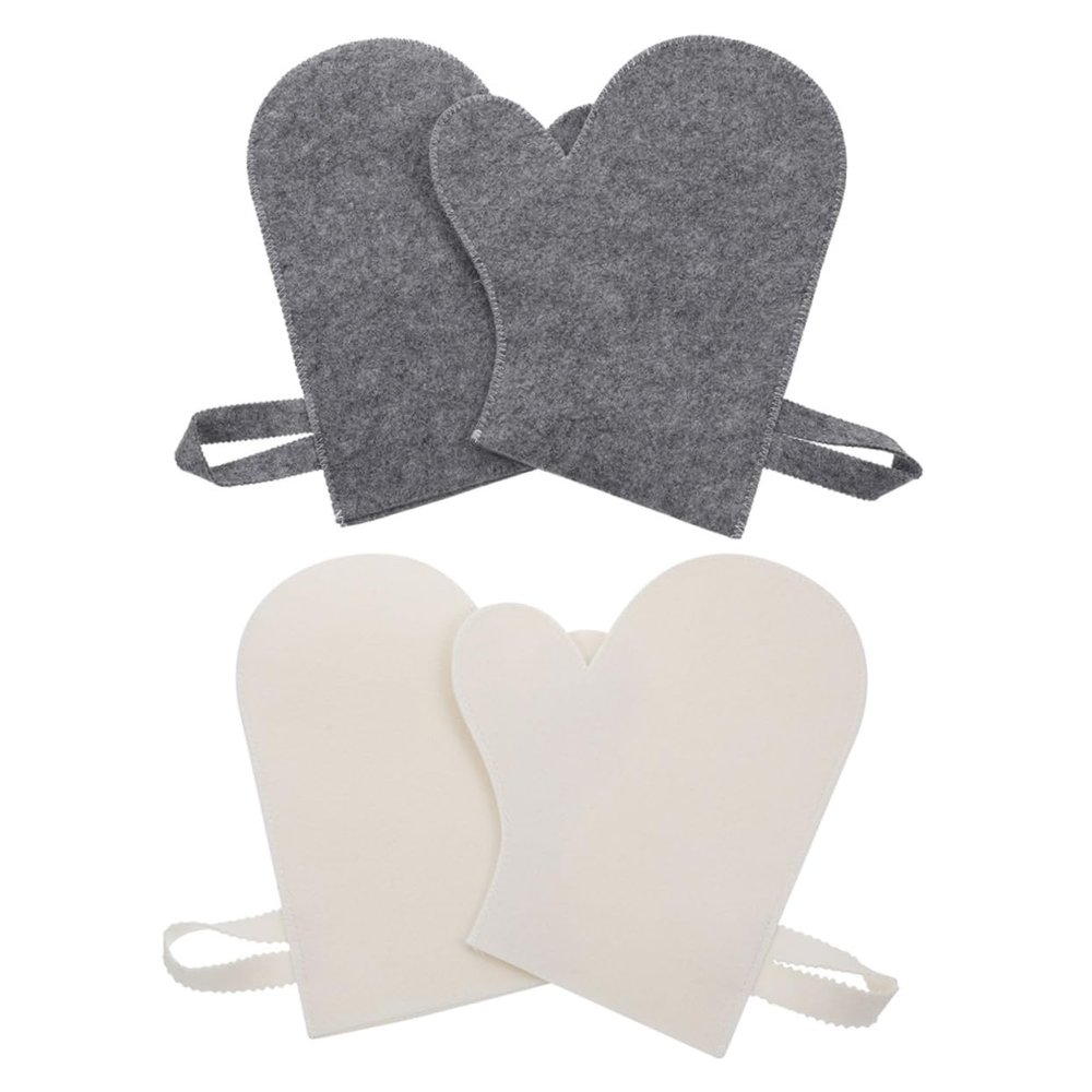 COHEALI 4pcs Felt Sauna Gloves Water Absorbing Exfoliating Mittens for Sauna Body Scrubbing Hand Protection