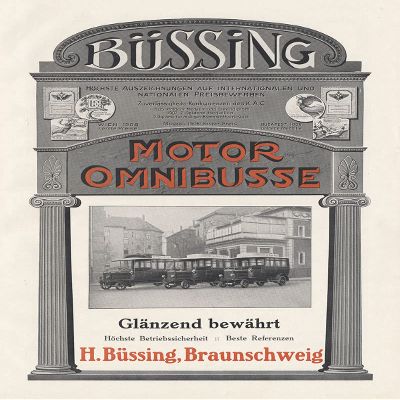 Biller Antik H. Bssing Braunschweig Omnibusse Vienna Budapest Poster Braunbeck Motor A1 448