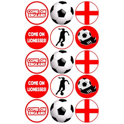 15 x England Lioness Football Party Mix Edible Cupcake Toppers Birthday Cake Party Decorations Premium Wafer Card