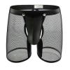 VOIV Men Sexy Boxer Shorts Removable PU Pouch Crotchless Underwear Open Butt Trunks See Through Mesh Lingerie view 1