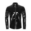VOIV Men Sexy Shiny Wetlook Leather Shirt Shaping Sheath Casual Coat Male Glossy PVC Leather Jacket Tops view 1