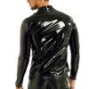 VOIV Men Sexy Shiny Wetlook Leather Shirt Shaping Sheath Casual Coat Male Glossy PVC Leather Jacket Tops view 3
