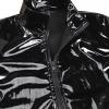 VOIV Men Sexy Shiny Wetlook Leather Shirt Shaping Sheath Casual Coat Male Glossy PVC Leather Jacket Tops view 4