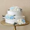 Rinlong 3Pcs Pre-made Baby Blue Cake Decorating Flowers Cake Toppers Cake Decorations Wedding Decor Birthday Bridal Shower Cake Topper view 2