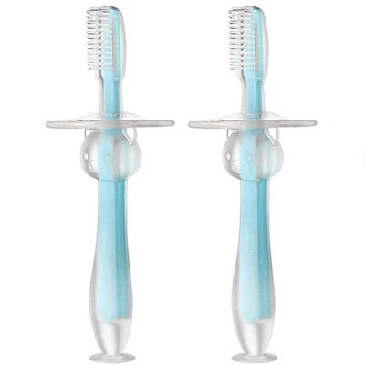 ZUMAHA Silicone Toothbrush for Baby Gum Care, Manual Toothbrush with Suction Cup, Toddler Toothbrush for Age 1-3 Years Old