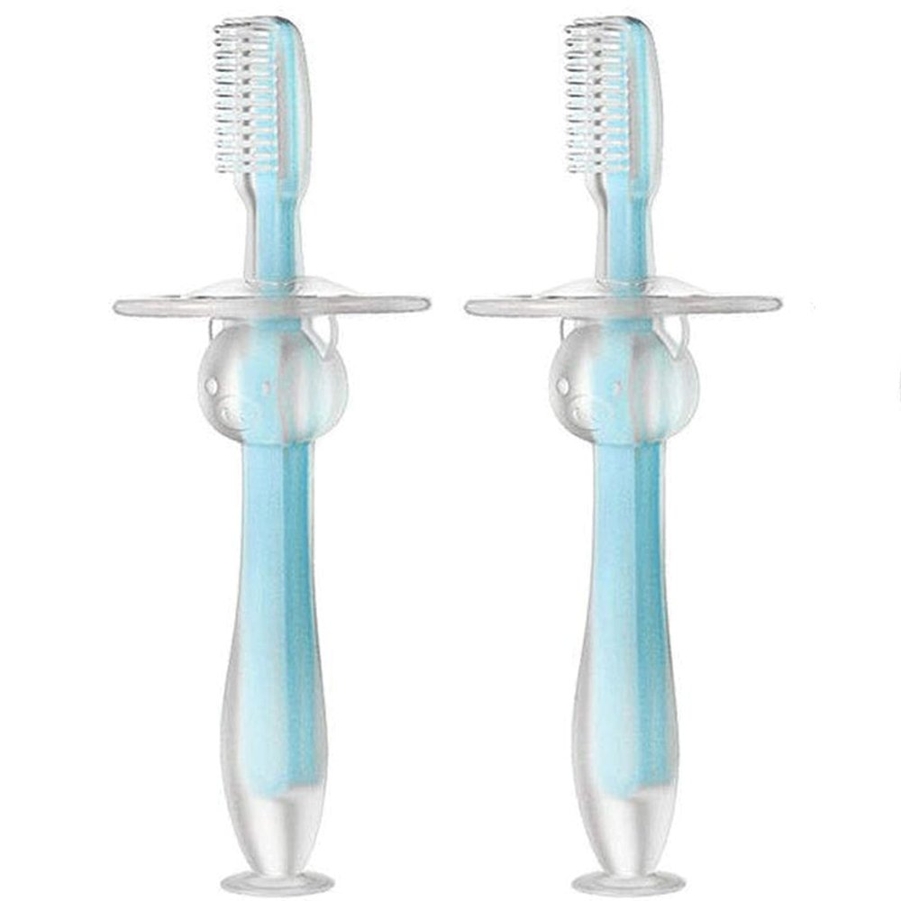 ZUMAHA Silicone Toothbrush for Baby Gum Care, Manual Toothbrush with Suction Cup, Toddler Toothbrush for Age 1-3 Years Old