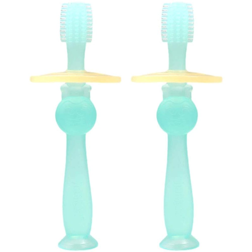 ZUMAHA Unique Kids Toothbrush, Toddler Toothbrush Ages 6-24 Months, 360 100% Food Grade Soft Silicone Manual Toothbrush