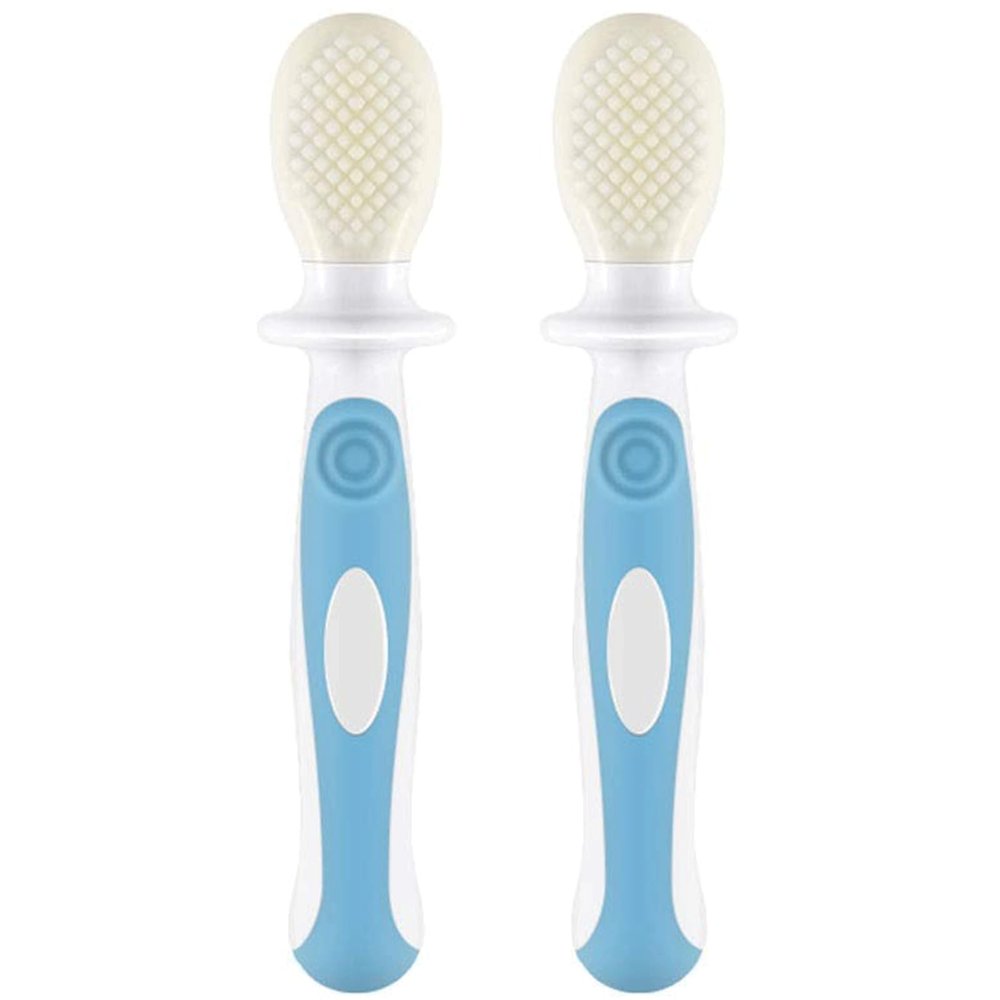 ZUMAHA Food Grade Silicone Soft Kids Toothbrush, Infant Training Toothbrush, Cute Manual Toothbrush Ages 1-3
