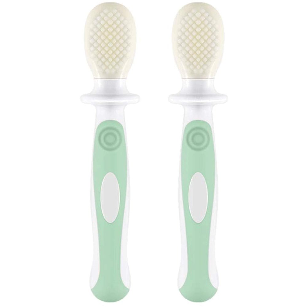ZUMAHA Food Grade Silicone Soft Kids Toothbrush, Infant Training Toothbrush, Cute Manual Toothbrush Ages 1-3