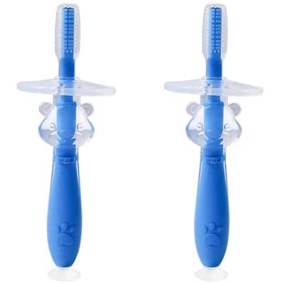 ZUMAHA Silicone Kids Training Toothbrush, Pack of 2 Manual Toothbrush with Fun Animal Designs, Cute Toddler Toothbrush Ages 1-5