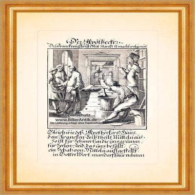 Biller Antik Der Apotheker Pharmacy Medizin Arznei Copper Engraving Christoph Weigel Berufe 006