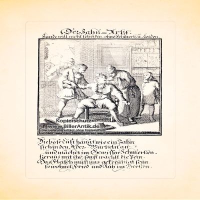 Biller Antik Der Zahn Arzt Zahnache Dentist Copper Engraving Christoph Weigel Berufe 200