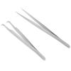 Straight Tweezers, 2Pcs Eyelash Extension Tweezers, Straight Elbow Tip Tweezers Nippers, Stainless Steel Anti Static Tweezers False Lash view 2