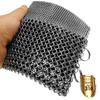 ERGONOW Cast Iron Chainmail Scrubber - Fine Ring - 316 Stainless Steel Skillet Cleaner - Built-in Silicone with Welded Rings - for Cookware, Cast Iron Pots, BBQ and Plates (Standard 2 in 1) view 1