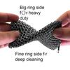ERGONOW Cast Iron Chainmail Scrubber - Fine Ring - 316 Stainless Steel Skillet Cleaner - Built-in Silicone with Welded Rings - for Cookware, Cast Iron Pots, BBQ and Plates (Standard 2 in 1) view 2