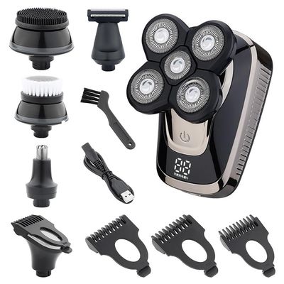Electric Razor for Men, 5 in 1 Bald Head Shaver Electric Razor for Men LED Display Nose Hair Beard Trimmer Clippers Facial Cleansing Brush USB Rechargeable