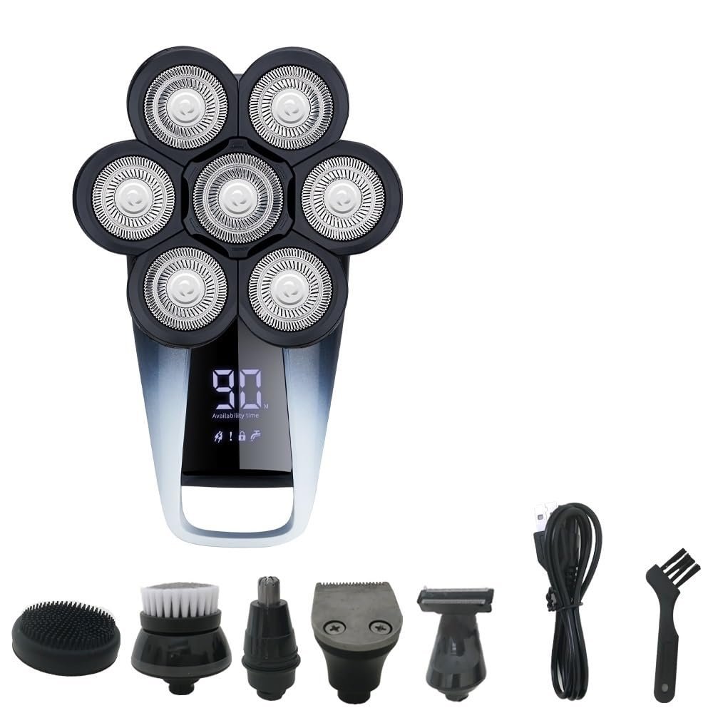 JQUAL Electric Razor for Men, 6In1 7-Blade Grooming Kit Electric Shaver For Men Hair Trimmer Beard Electric Razor Wet Dry Facial Body Bald Head Shaving Machine