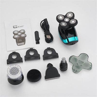 JQUAL Electric Razor for Men, 5 IN 1 USB Rechargeable 4D Men's Bald Head Electric Shaver Floating Heads Beard Nose Ear Hair Trimmer Razor Clipper Facial Brush