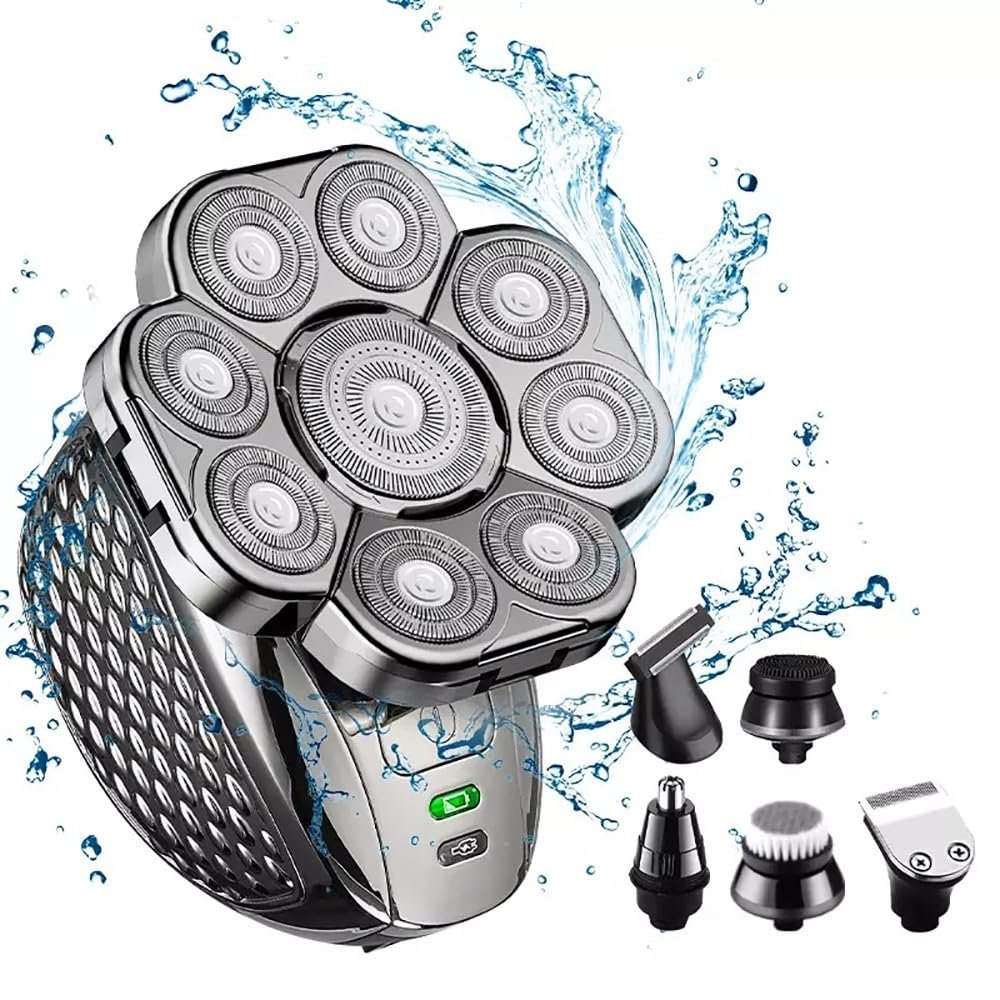 JQUAL Electric Razor for Men, 6 IN 1Men 9D Head Shavers For Bald Electric Razor Cordless Trimmer For Bald Clipper Wet & Dry Bald Shaving Grooming Kit