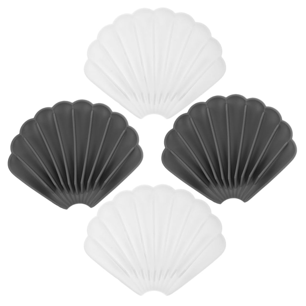 Cabilock 4pcs Self Draining Soap Dish Shell Soap Holder for Bathroom Kitchen Grey White Drainage and Sponges