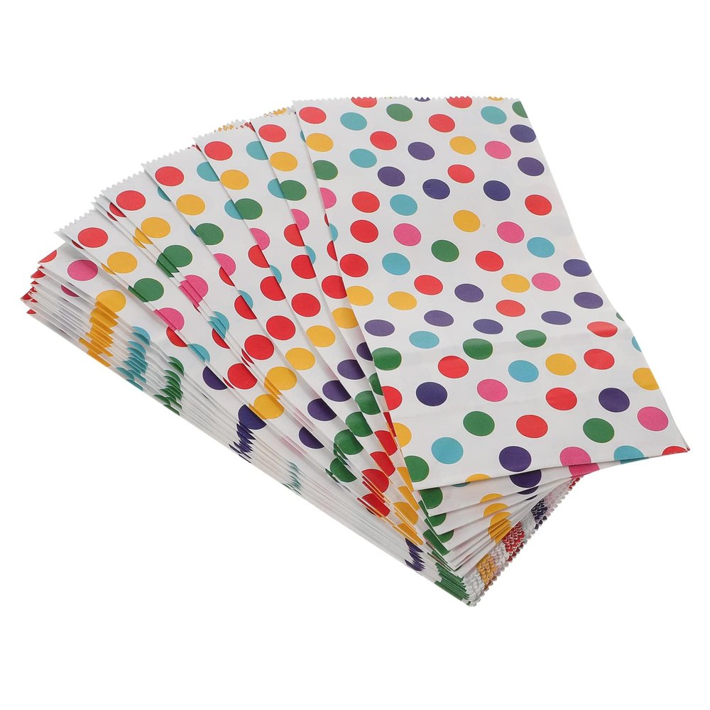 Anneome 20pcs Rainbow Dots Bags Paper Candy Goodie Bags for Boys and Girls Cookies Container