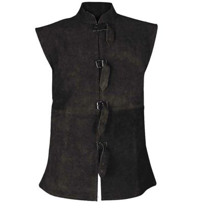 Gefomuofe Men's Gothic Steampunk Lapel Vest Retro Cotton V-Neck Plain Elegant Vests Business Party Vest Vintage Stand-Up Collar Plain Button Down Vest Suit Vest, T Black, XL