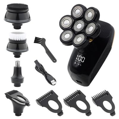 JQUAL Electric Razor for Men, 5 In 1 Bald Head Shaver Multifunctional Electric Razor Head Shaving For Bald Men LED Display Cleansing Brush Nose Hair Trimmer