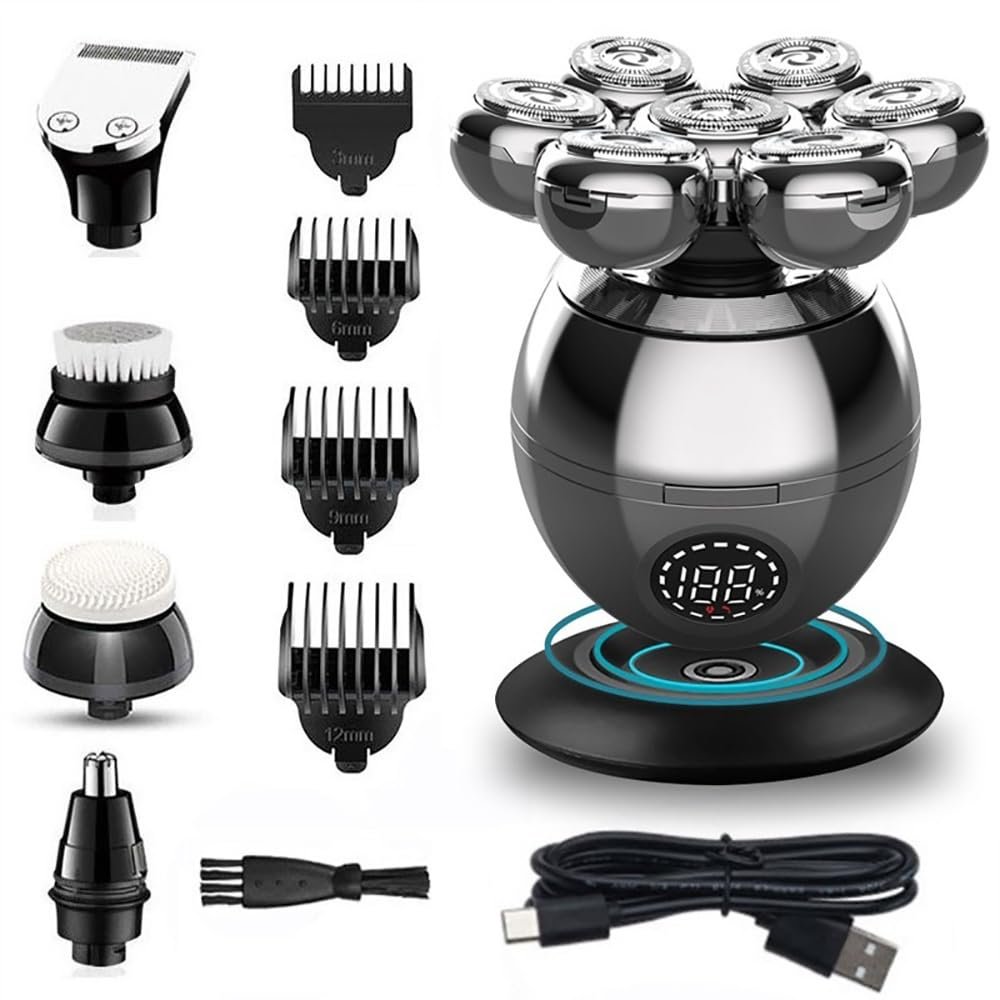 JQUAL Electric Razor for Men, 7-Blade Grooming Kit 5 In 1 Electric Shaver For Men Head Rechargeable Electric Razor Body Beard Hair Trimmer Bald Shaving Machine