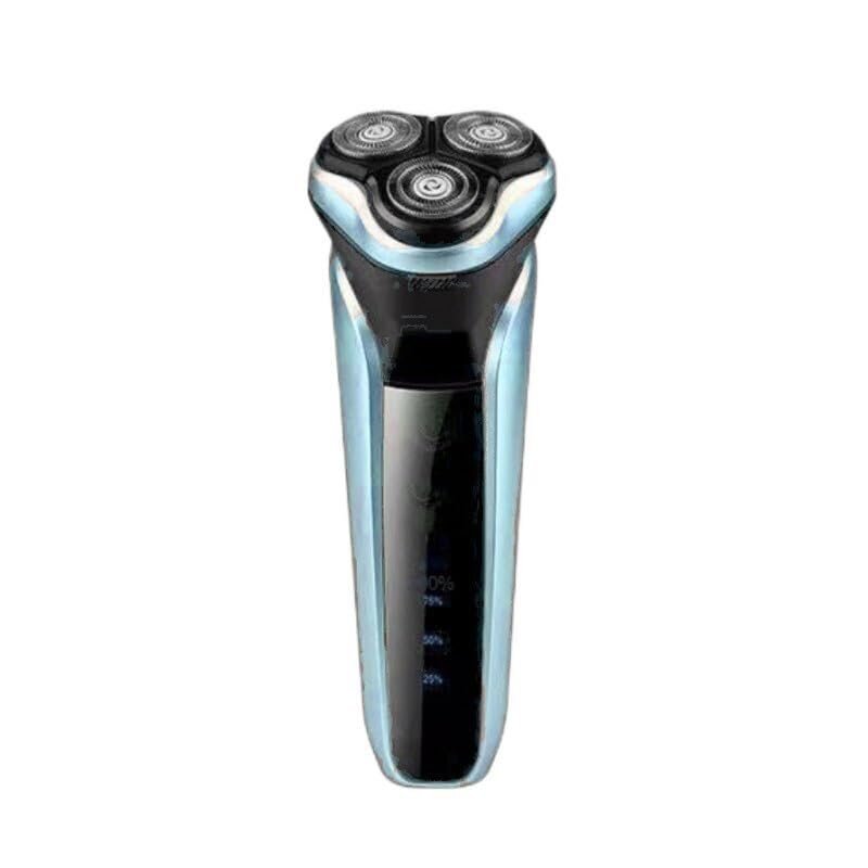 JQUAL Electric Razor for Men, Men's Electric Shaver With LED Power Display/Washable Head/USB Fast Charging Floating Head Home Portable Travel Shaver (Color : Blue)