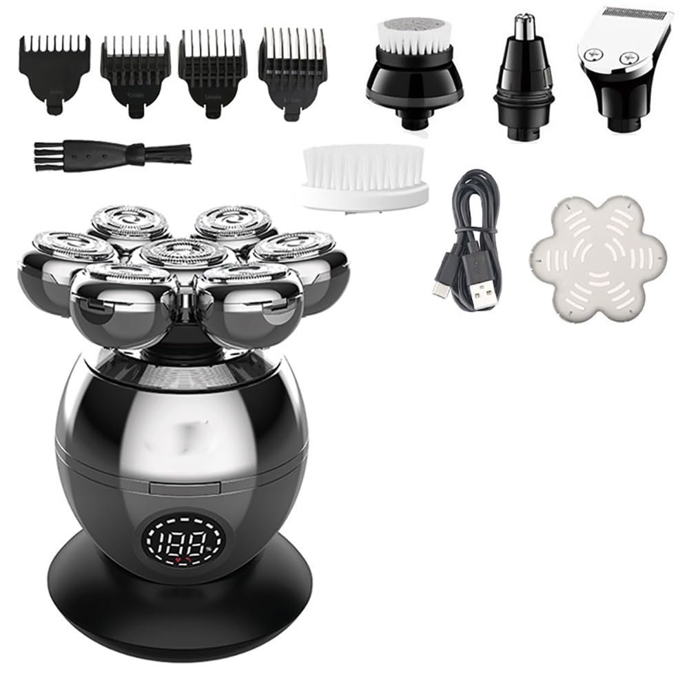 JQUAL Electric Razor for Men, 5in1 Grooming Electric Shaver Kit Wet Dry For Men Beard Hair Trimmer Electric Razor Rechargeable Bald Head Shaving Machine