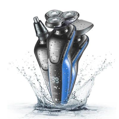 Electric Razor for Men, 3 in 1 Electric Shaver 3D Floating Beard Razor IPX4 Waterproof Rechargeable Nose Hair Trimmer Men Hair Cutting Machine (Color : Blue)