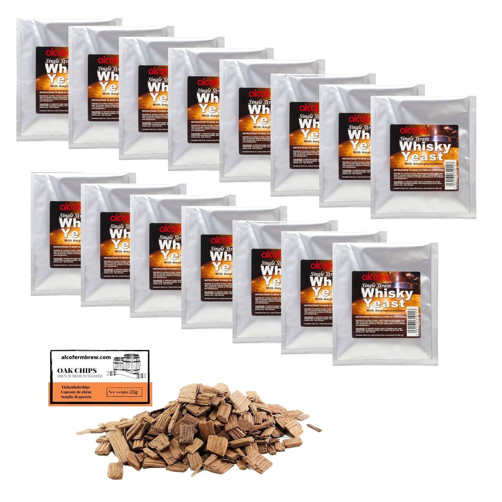 15 x Turbo Yeast - Single Strain Whisky Yeast with Amyloglucosidase 23g, Yeast for Fermentation, Vodka Yeast, Mash Yeast, Rapid Yeast