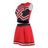 2 Piece Women Cheerleader Costume Top Skirt Sets Cosplay Cheer Outfit Halloween Cheerleading Party, Red, S view 1