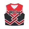 2 Piece Women Cheerleader Costume Top Skirt Sets Cosplay Cheer Outfit Halloween Cheerleading Party, Red, S view 4