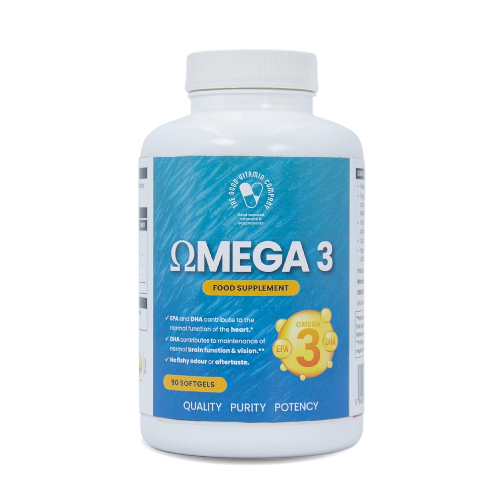 Omega 3 1000mg: 90 Softgels 180mg EPA, 120mg DHA 1.5:1 EPA:DHA Ratio Vitamin E Pure Fish Oil + Tocopherols for Heart, Brain & Eye Health. High Strength, Pure, Odour-Free, No Fishy Aftertaste