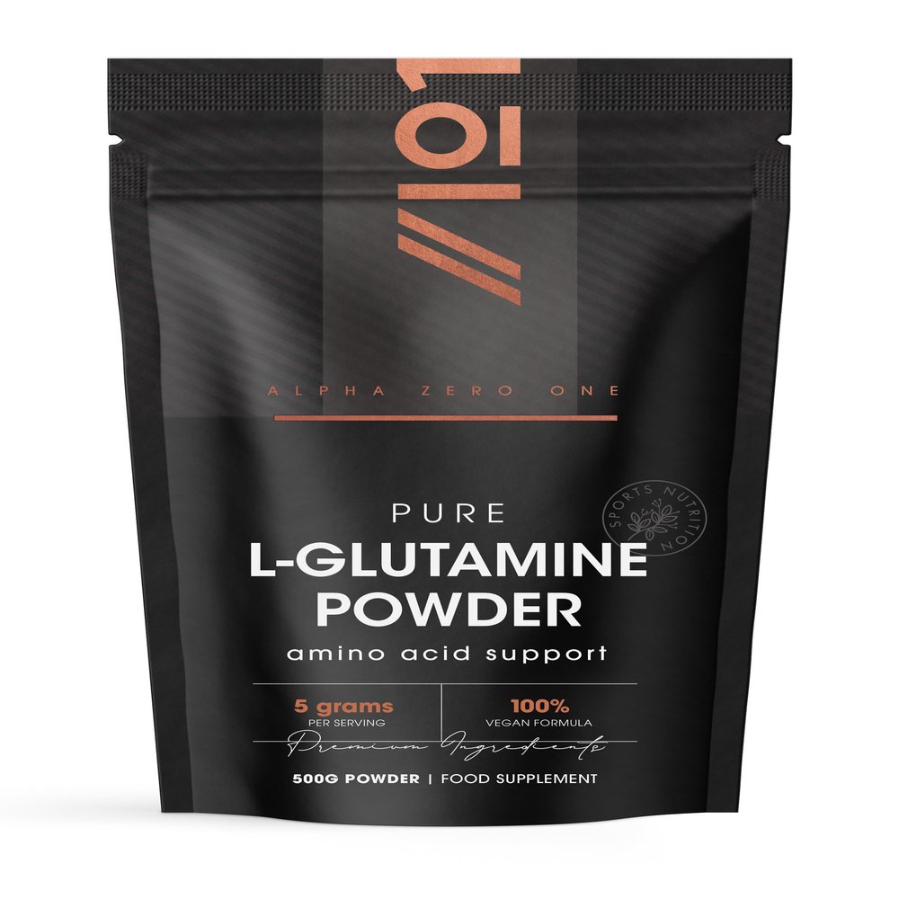 L-Glutamine Powder 500g  Unflavoured  Vegan Fermented Amino Acid  100% Pure  Resealable and Recyclable Pouch by Alpha01