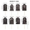 24 Pcs Halloween Cupcake Toppers Tombstone Cupcake Toppers Horror Skeleton RIP Dessert Cake Flags Gravestone Cake Toppers for Halloween Themed and Birthday Party Decorations Supplies (A) view 2