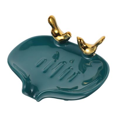 SOLUSTRE Elegant Ceramic Soap Holder Creative Draining Soap Stand Bathroom Accessory for Bathroom