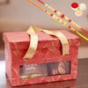 Ghasitaram Gifts Jaiccha Rakhi Gifts for Brothers - 2 Jars Red Box With Bites and Cookies with 2 Rakhis view 1