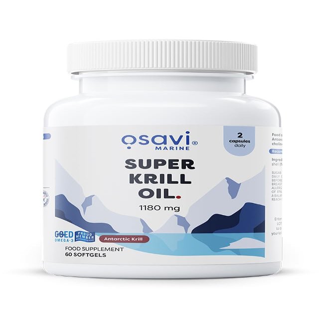 Osavi Super Krill Oil 1180 mg 60 Softgels | Omega-3 from Wild Antarctic Krill | Supports Heart, Brain & Liver Health | Rich in Choline & Phospholipids | Sourced from Antarctic Waters