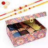 Ghasitaram Gifts Jaiccha Rakhi Gifts for Brothers - Fabric Trunk box with assorted dryfruits with 2 Rakhis view 1